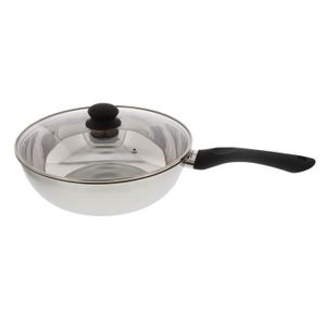 FINLANDEK Wok + couvercle - NAURIS- TOUT INOX- 28 cm gris