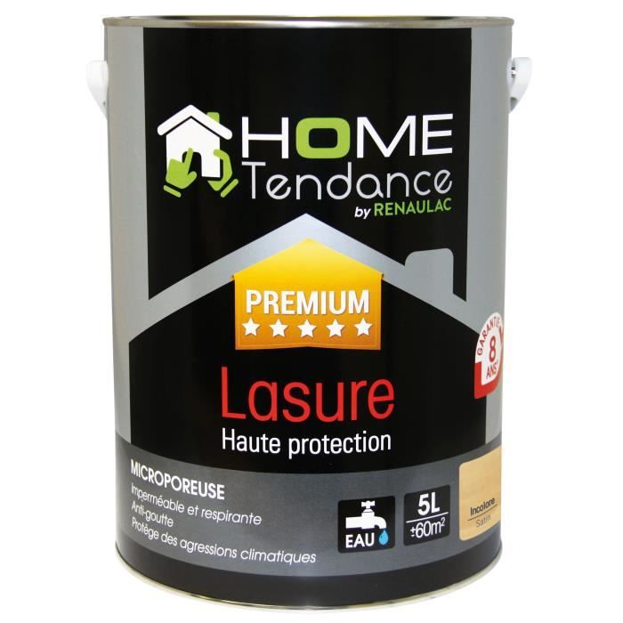 Lasure haute protection 5 L incolore satine - HOME TENDANCE by RENAULAC