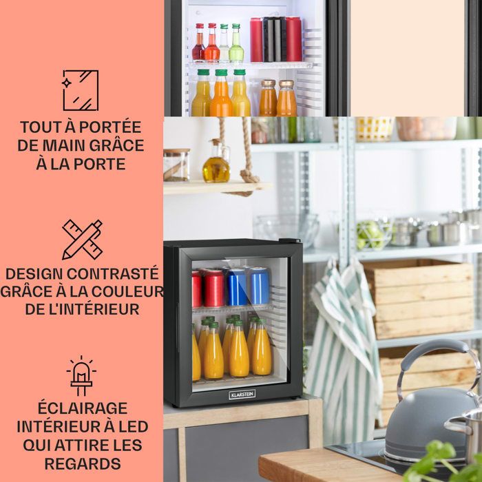 Minibar 36 litres classe B Noir Porte Verre3