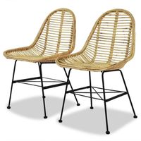 CHAISE Chaise de salle à manger 2 pcs Rotin naturel CHAISE Chaise de salle à manger 2 pcs Rotin naturel