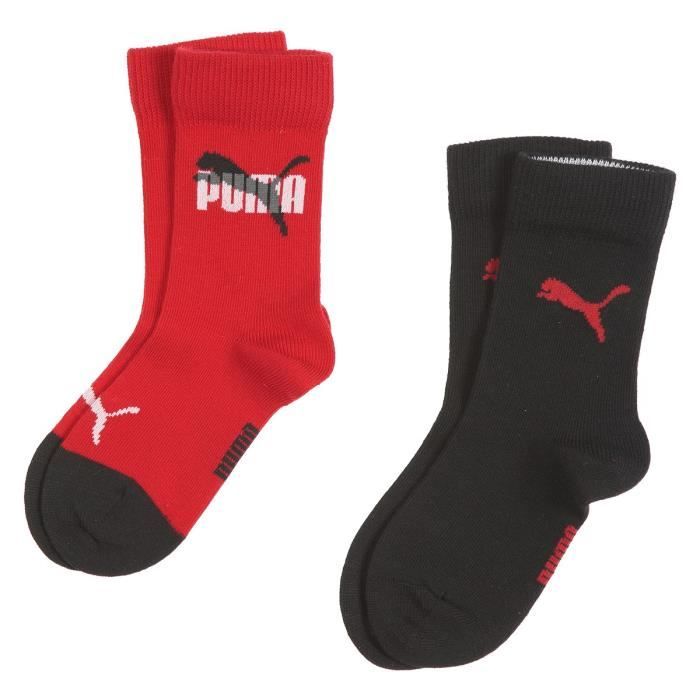 PUMA Pack de 2 Chaussettes Junior - Noir et rouge