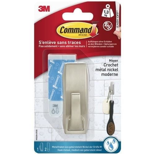 3M COMMAND Crochet moderne Acier brillant Moyen modele