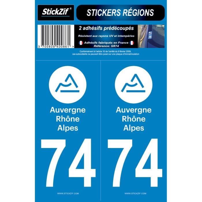 STICKZIF 2 Autocollants Région Département 74 SR74