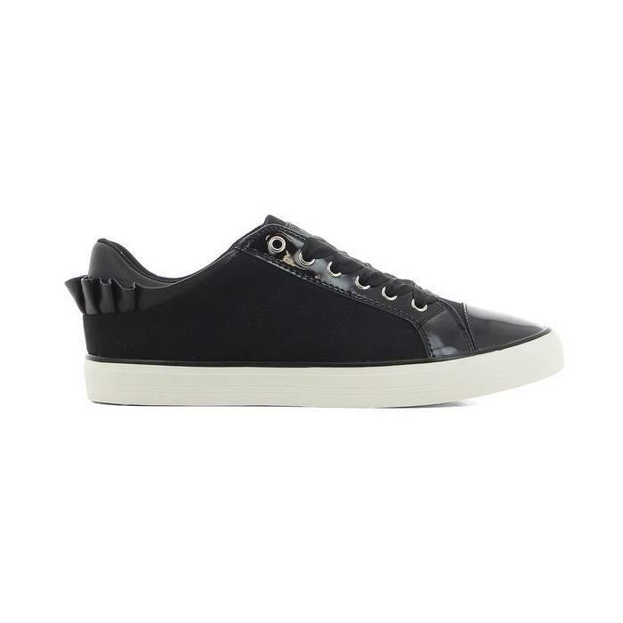CORTINA Baskets en Polyester et Cuir Noir Femme