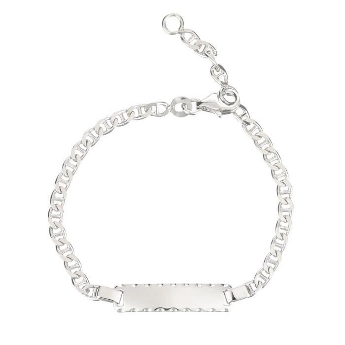 YSORA Bracelet Argent 925° Rodhié Maille Marine Enfant Mixte