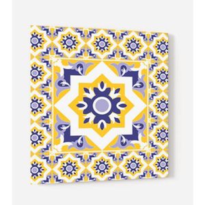 Fond de hotte "Carreaux vintage bleu et jaune"