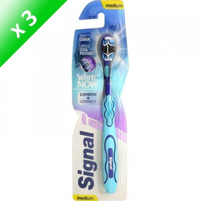 SIGNAL Brosses à dents White now Carbon correct - Medium - Lot de 3