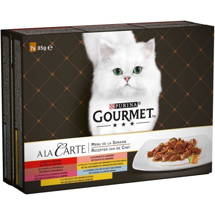 GOURMET A la carte Coffret Menu de la semaine - à la viande - pour chat - 7 x 85g