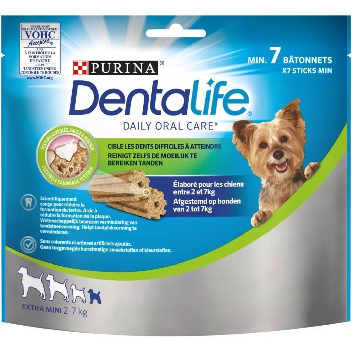 PURINA DENTALIFE Extra Mini Bâtonnets à mâcher - Hygiène bucco-dentaire - Pour chien de très petite taille - 69 g