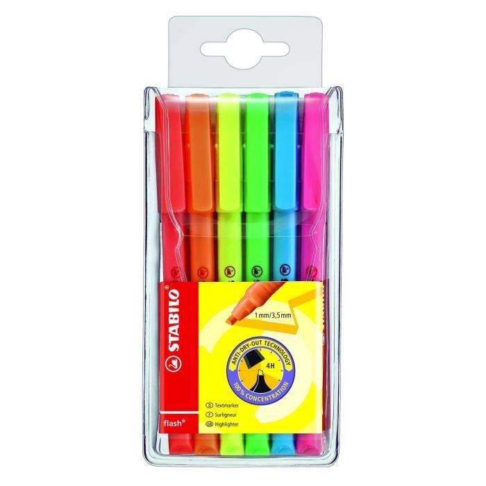 STABILO flash - Pochette de 6 surligneurs