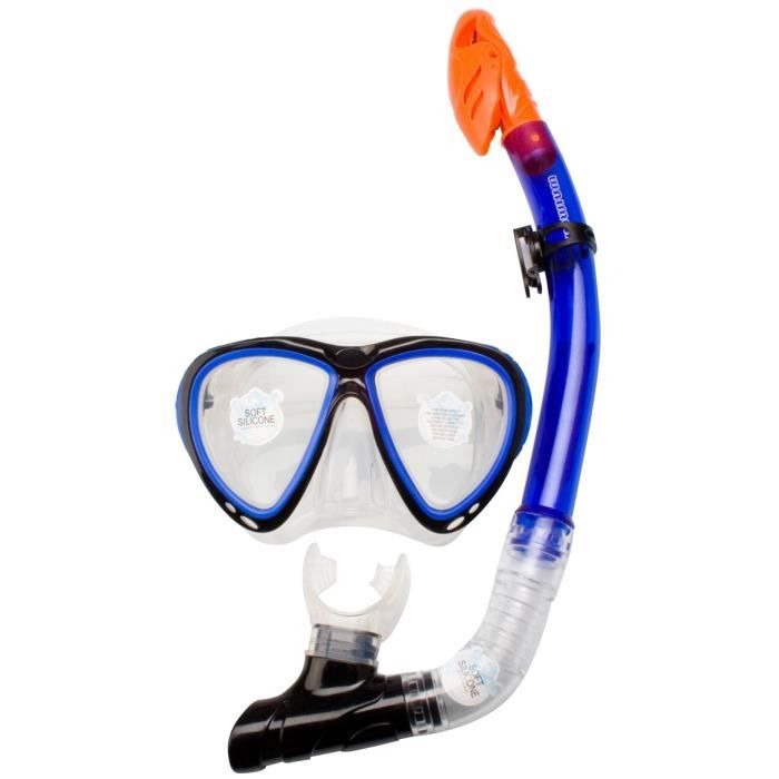 WAIMEA Kit masque et tuba de plongée silicone adulte Dry top