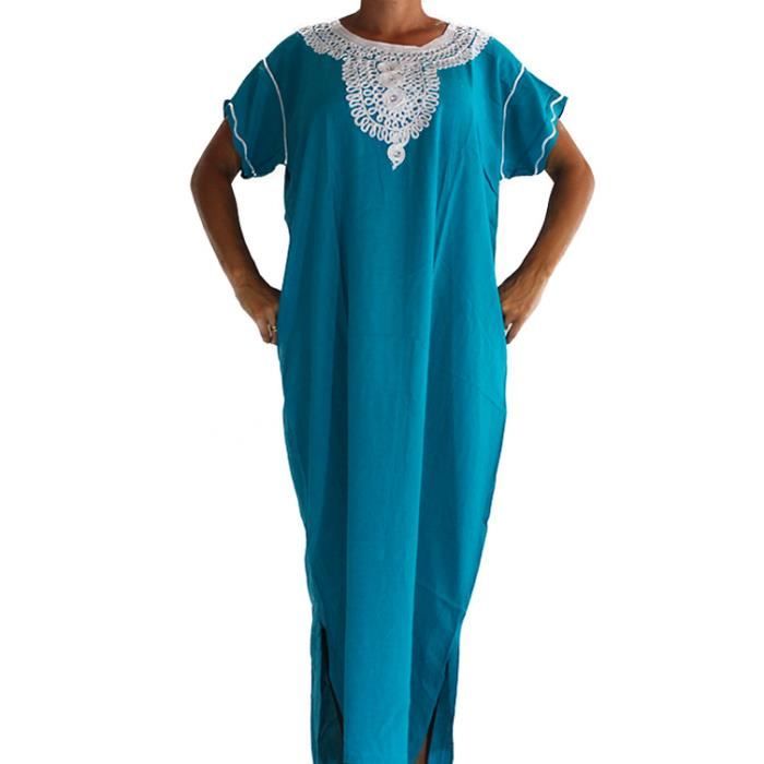 DJELLABA FEMME BLEU BLANC ROBE MARIAGE TUNIQUE Achat / Vente djellaba