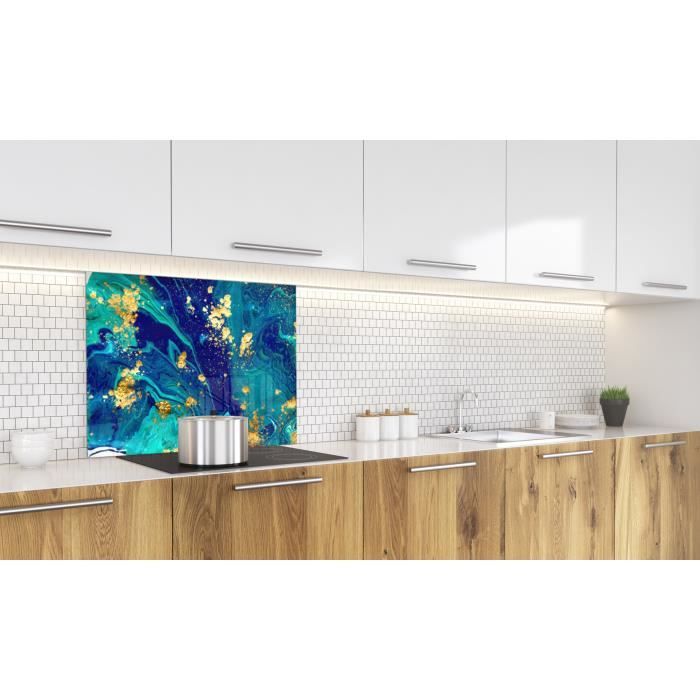 Fond de hotte "Marbre bleu abstrait"1