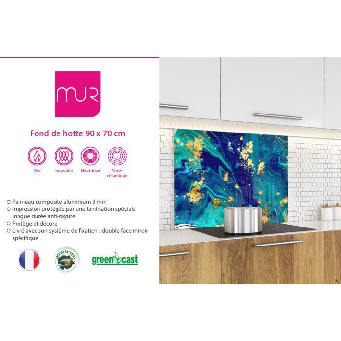 Fond de hotte "Marbre bleu abstrait"3