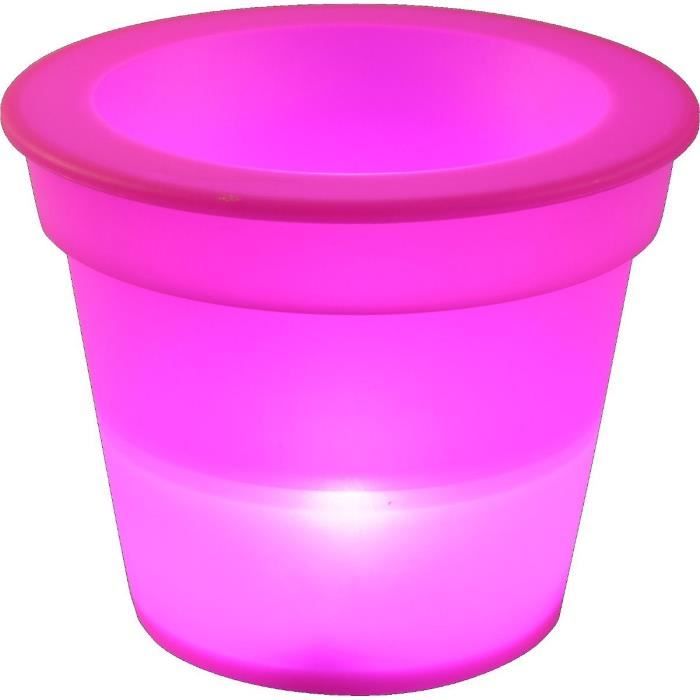 HOMEA Pot Lumineux En Plastique A Piles + 1Led O16*H13Cm Fuchsia