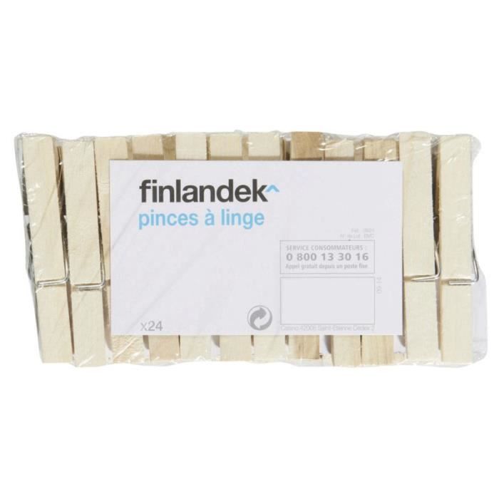 FINLANDEK Lot de 24 Pinces à Linge en Bois