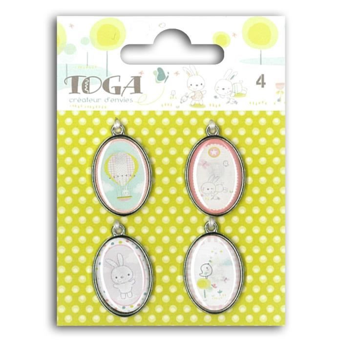 TOGA Lot de 4 médaillons epoxy Bout'chou