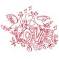 Sticker Oiseaux Qui Chantent Lamour Love 60x75 Cm Rouge Amour011