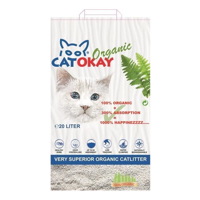 VADIGRAN Litière organique CatOkay - 20L - 11 kg - Pour chats