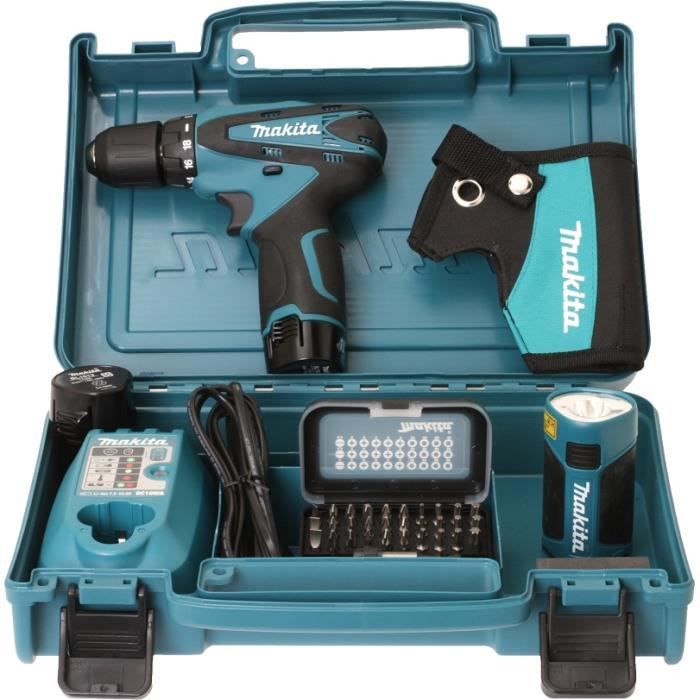 Perceuse visseuse MAKITA 10 8V 1 3Ah Ø10mm 2 batteries