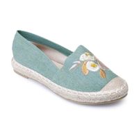 ESPADRILLE Espadrilles vertes en jean avec broderie florale-3 ESPADRILLE Espadrilles vertes en jean avec broderie florale-3