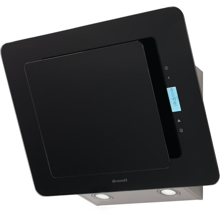 BRANDT BHV6661B Hotte murale décorative - Évacuation / Recyclage - 524m3 air / h-61dB - 3 vitesses - L 60cm - Noir