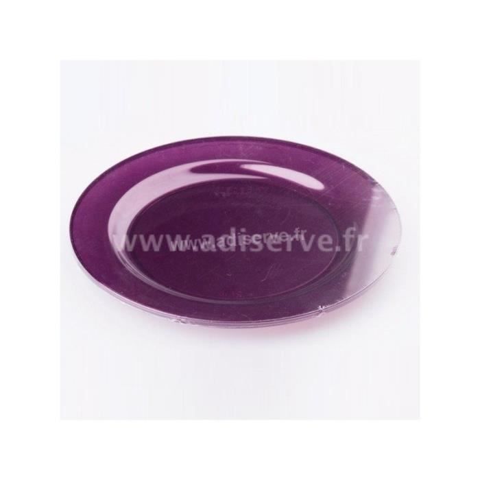 assiette ronde plastique rigide aubergine 23 cm par 6 - violet