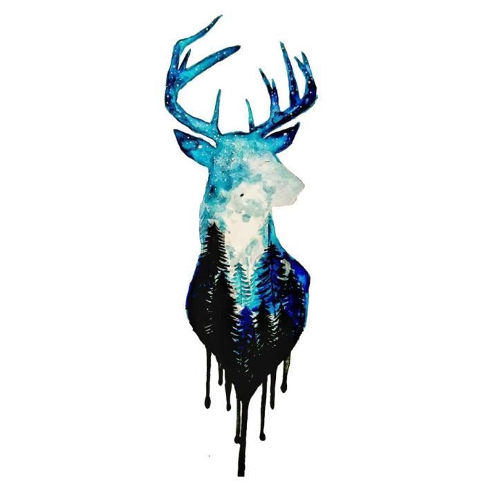 wyuen 5 pcs aquarelle cerf autocollant de tatouage temporaire pour