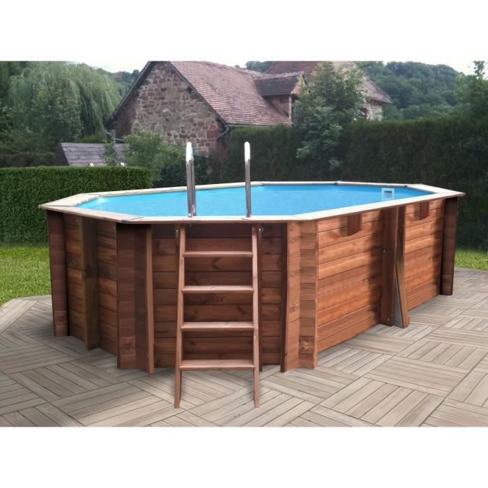 SUNBAY Piscine en bois pin sylvestre Grenade - 4,36 x 3,36 x H1,20 m