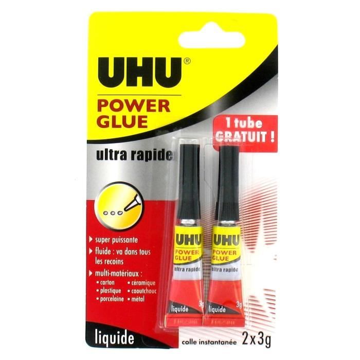 UHU Power Glue Liquide Tube 3g + 1 Tube Gratuit