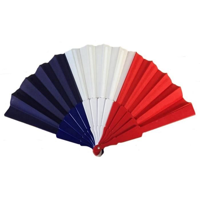 1 Eventail France Bleu Blanc Rouge Supporter 43 X 22 Cm Mode - 