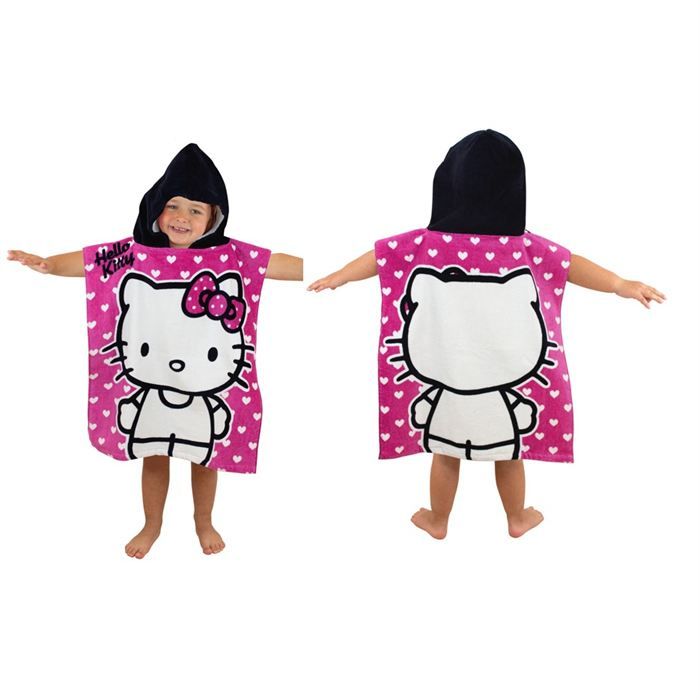 Poncho de bain à acapuche, 100% coton, dimension 115 x 50 cm environ