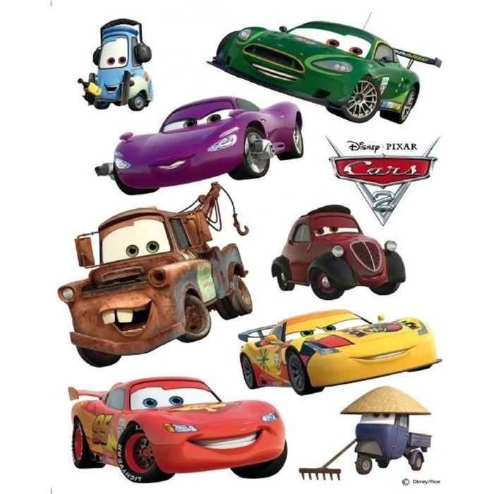 DISNEY CARS 2 maxi stickers muraux 85x65cm - Achat / Vente stickers ...