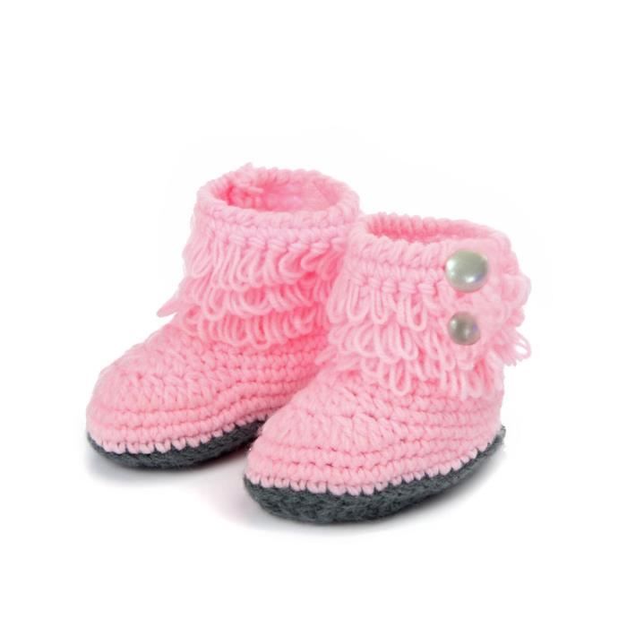 Chaussures Tricot rose Fille Hautes Main Bottes top Bb Crochet En Haut La qpgZU6H
