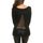 T-shirt top femme dos ouvert manche longue noir