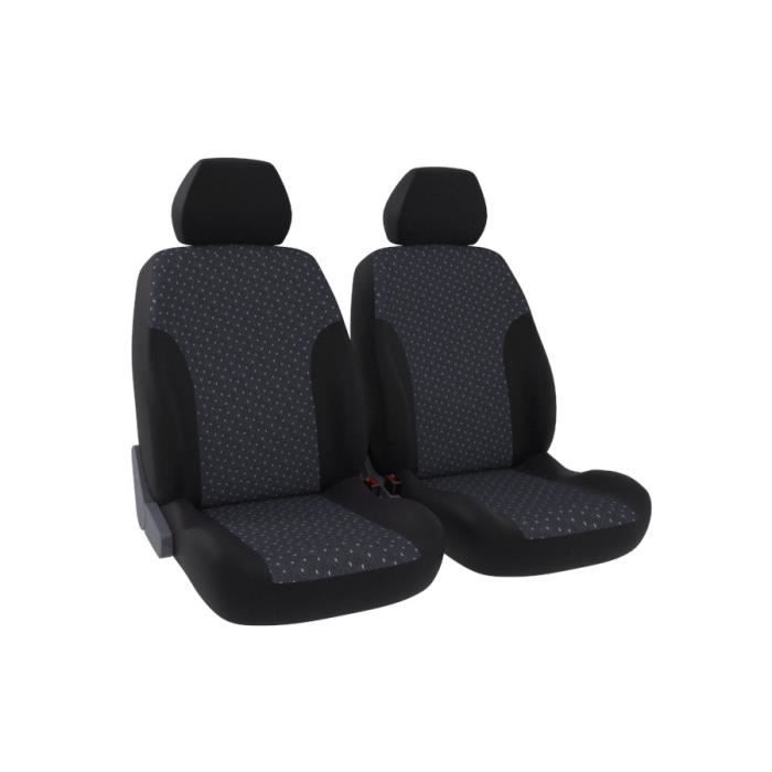 DBS Bogota Jeu de 2 Housses Universelles Sièges Avant en Polyester Noir avec Jacquard moucheté