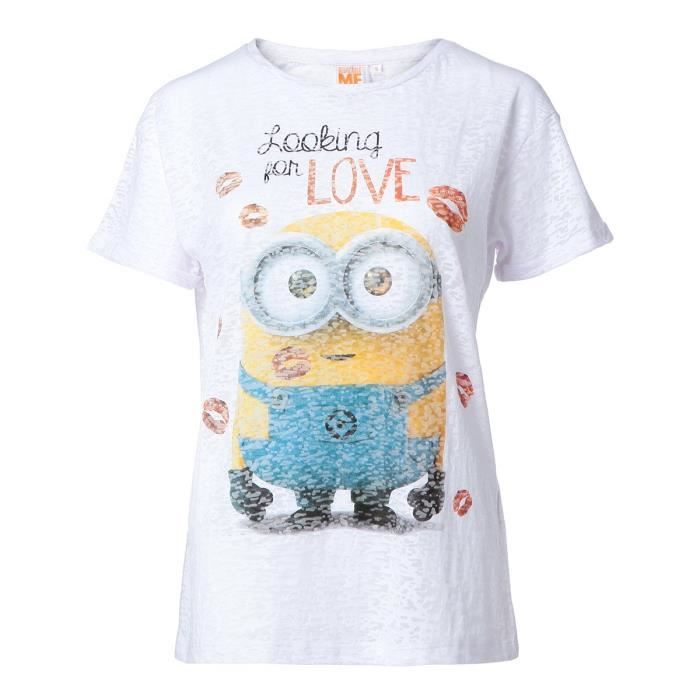 LES MINIONS T-shirt Femme - Gris et rouge