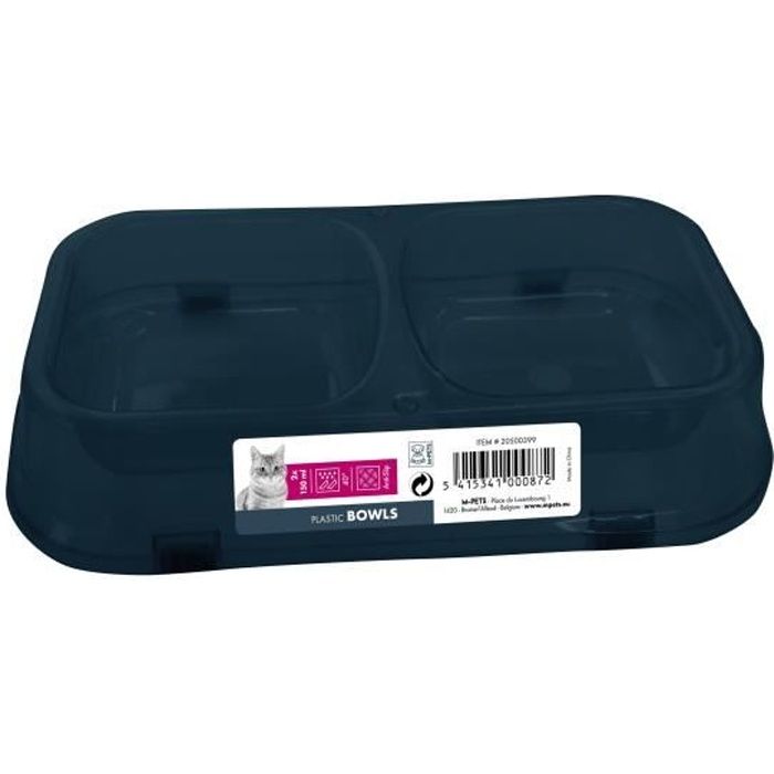 MPETS Gamelle double en plastique - Pour chat - 2x150ml - Divers coloris