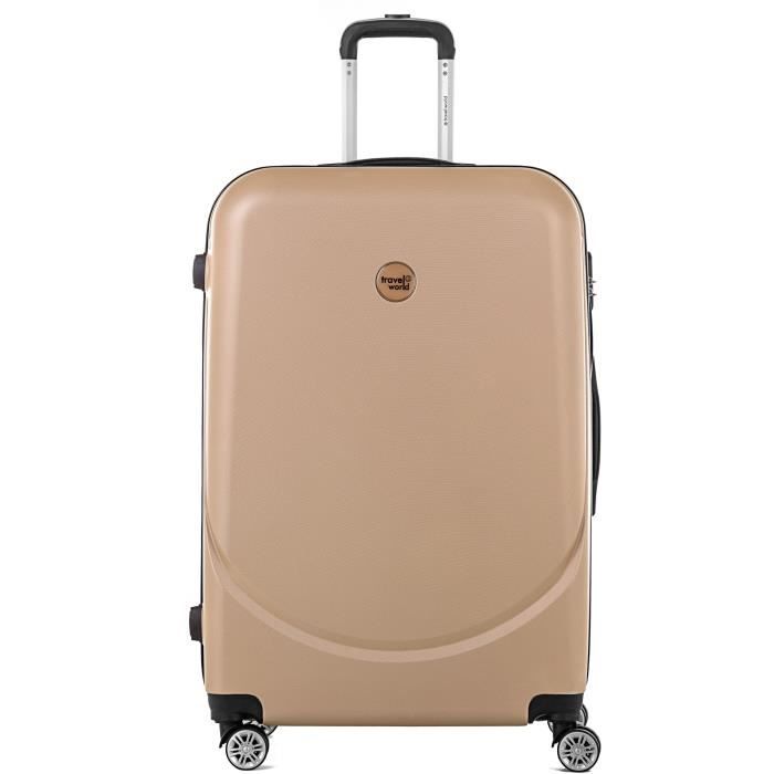 TRAVEL WORLD Trolley Case XXL 80cm avec 4 roues Champagne