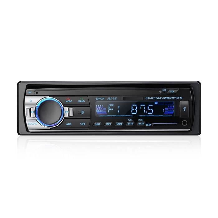 Per Autoradio Bluetooth Poste Radio Voiture St/ér/éo de Radio Lecteur MP3 FM USB Carte SD avec Main Libre T/él/écommande Panneau D/étachable