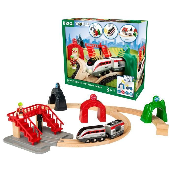 BRIO World - Smart Tech - 33873 - Circuit De Voyageur & Locomotive Intelligente