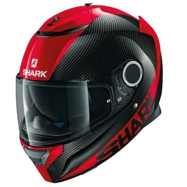 SHARK Casque Intégral Spartan Carbon Skin Noir Rouge + Cagoule