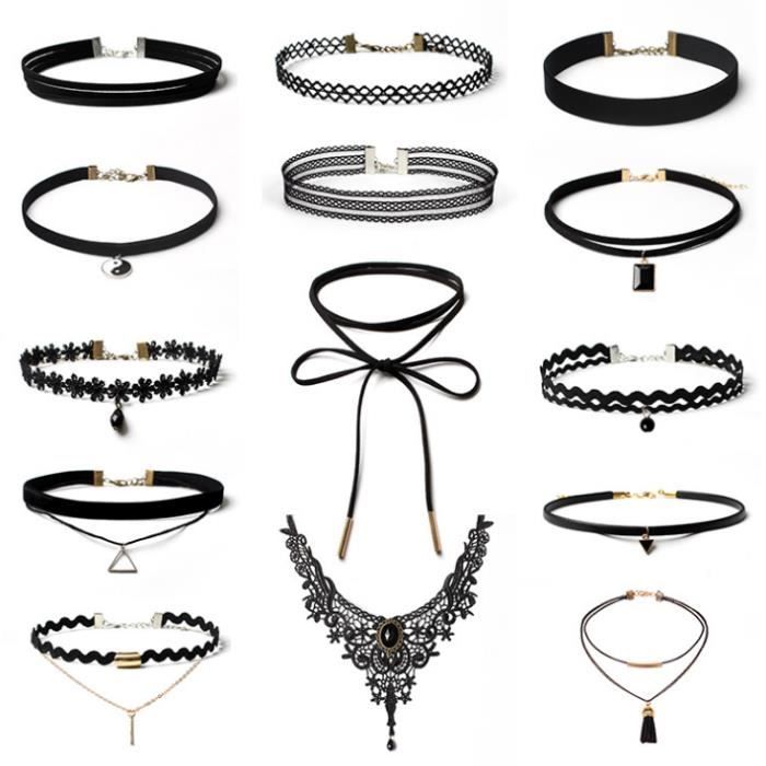 collier ras de cou noir elastique collier ras de cou noir elastique