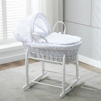 COUFFIN ET SUPPORT MCC Ensemble Couffin en osier blanc avec matelas, COUFFIN ET SUPPORT MCC Ensemble Couffin en osier blanc avec matelas,