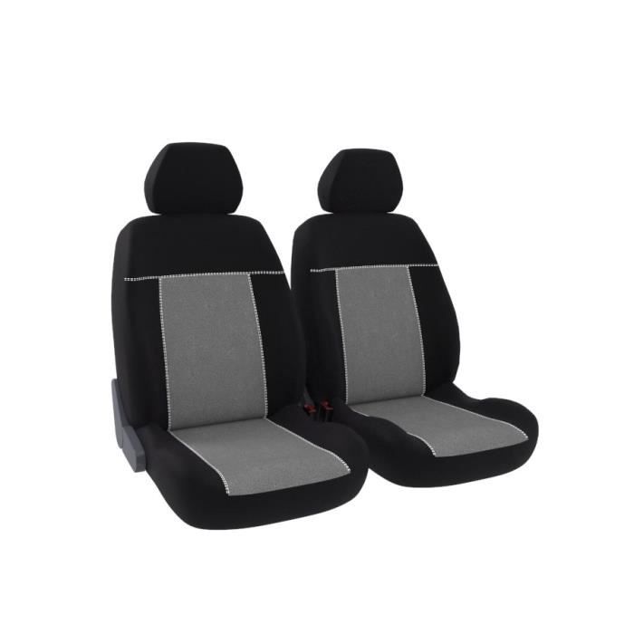 DBS Toronto Jeu de 2 Housses Universelles Sièges Avant en Polyester Noir et Gris
