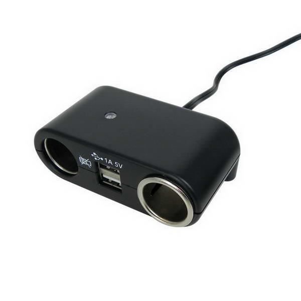 CARPONIT Prise allume-cigare Double avec 2 ports USB - 5Ah 12 V - Noir