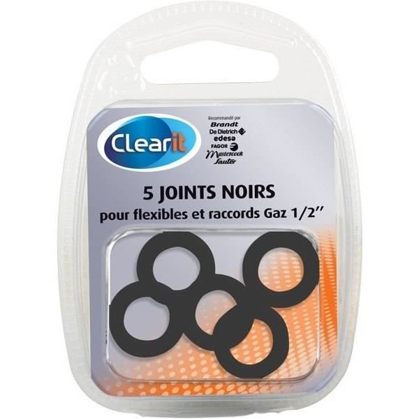 Paquet de 5 joints noirs pour flexibles et raccords gaz 1/2\