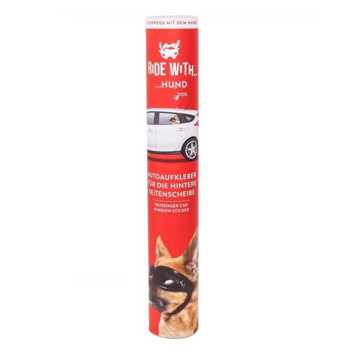 RIDE WITH Chien Cool - Autocollant voiture - 30,5x30 cm