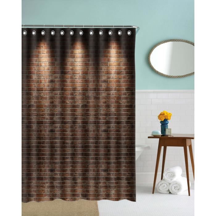 Mur de briques, marron Rideau de Douche 150X180CM(12 Crochets)3D ... Mur de briques, marron Rideau de Douche 150X180CM(12 Crochets)3D ...