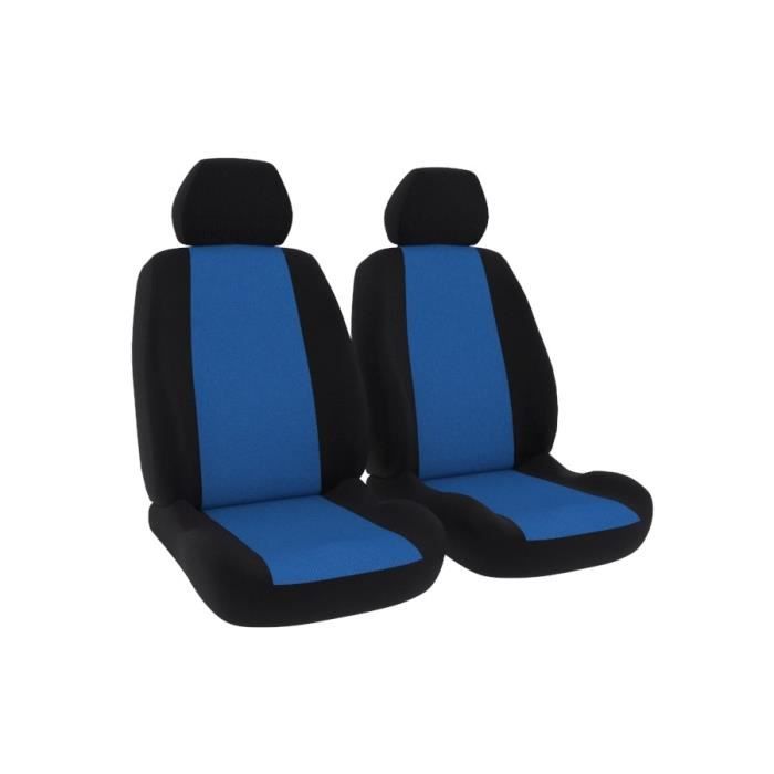 DBS Dallas Jeu de 2 Housses Universelles Sièges Avant en Polyester Noir et Bleu